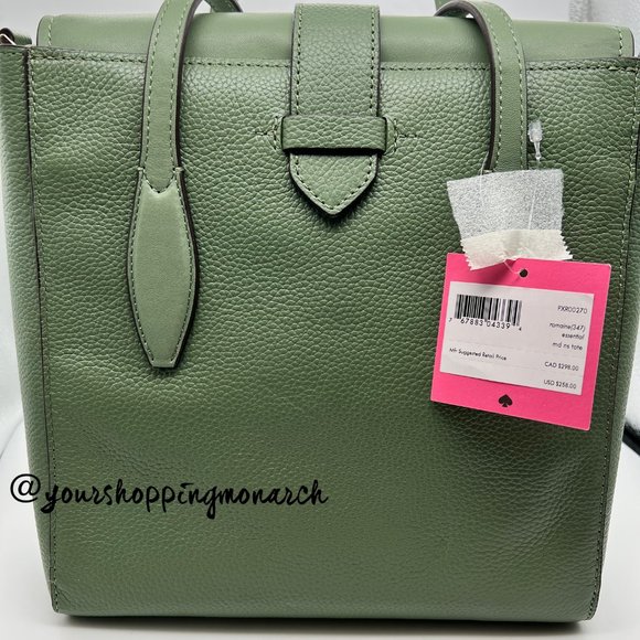 KATE SPADE Essential North South ROMAINE green leather tote bag NWT - Picture 2 of 3